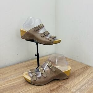 Dansko Tarin Taupe Leather Slide Wedges Women’s Size 8